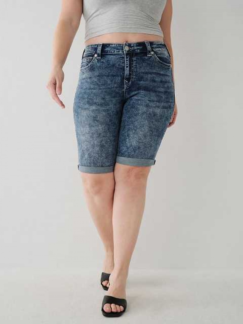 True Religion Riley Knee Shorts Dam Blå | AEW137026