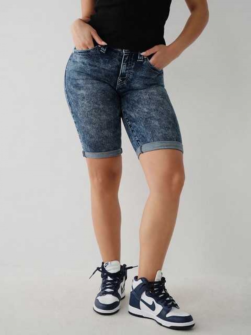 True Religion Riley Knee Shorts Dam Blå | AEW137026