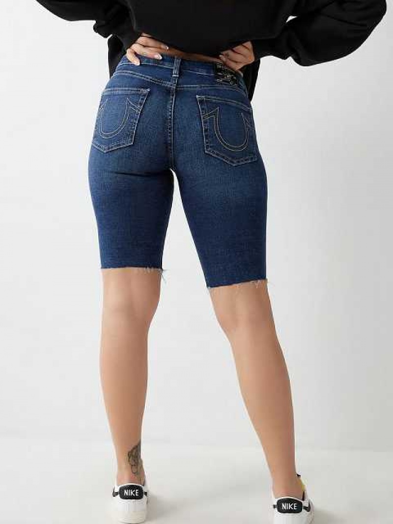 True Religion Riley Knee Shorts Dam Mörkblå | FXN684139