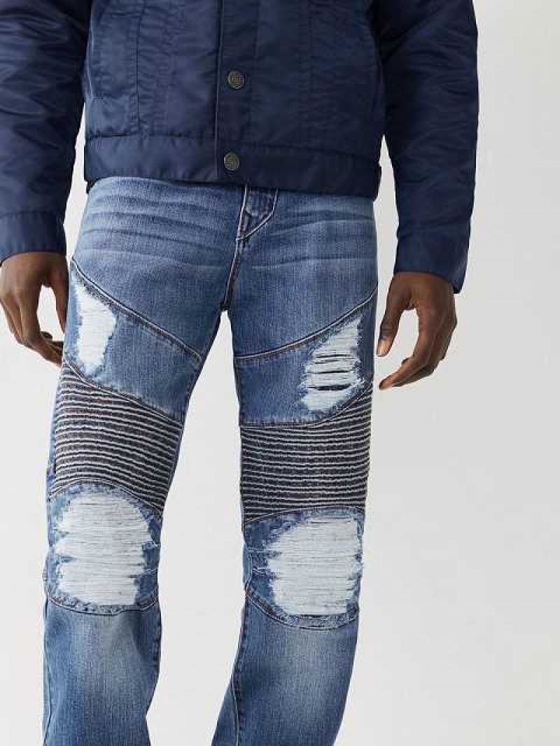 True Religion Rocco Moto Renegade Skinny Jeans Herr Blå | AIF785096