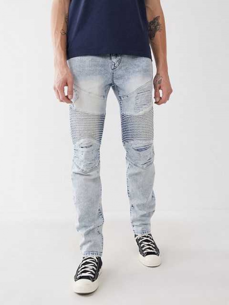 True Religion Rocco Moto Renegade Skinny Jeans Herr Ljusblå | MRI543918