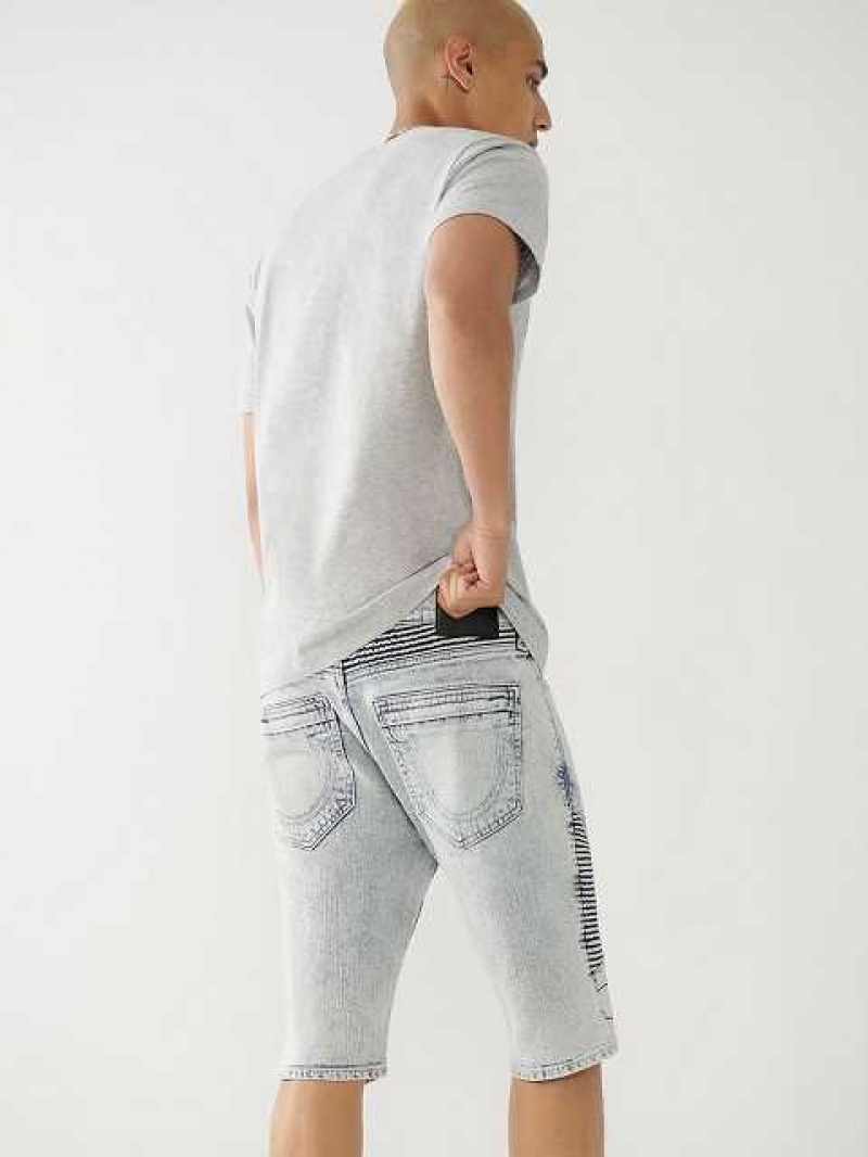 True Religion Rocco Moto Shorts Herr Ljusblå | DNP479615