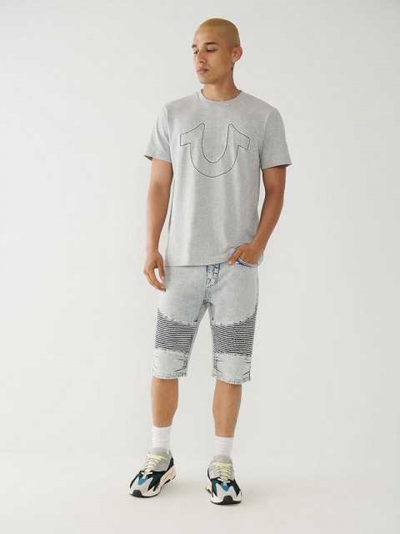 True Religion Rocco Moto Shorts Herr Ljusblå | DNP479615