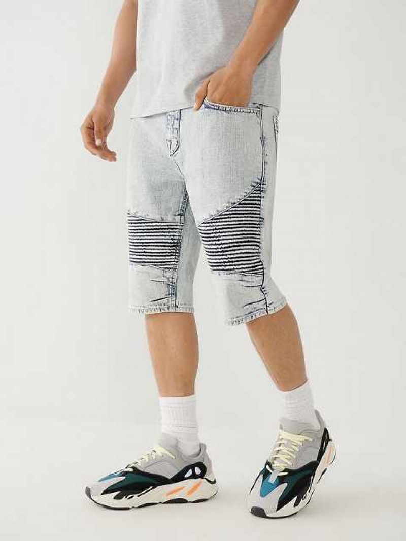 True Religion Rocco Moto Shorts Herr Ljusblå | DNP479615