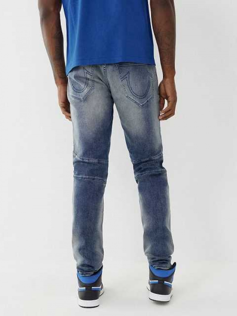 True Religion Rocco Moto Stitch Skinny Jeans Herr Blå | EAY964183