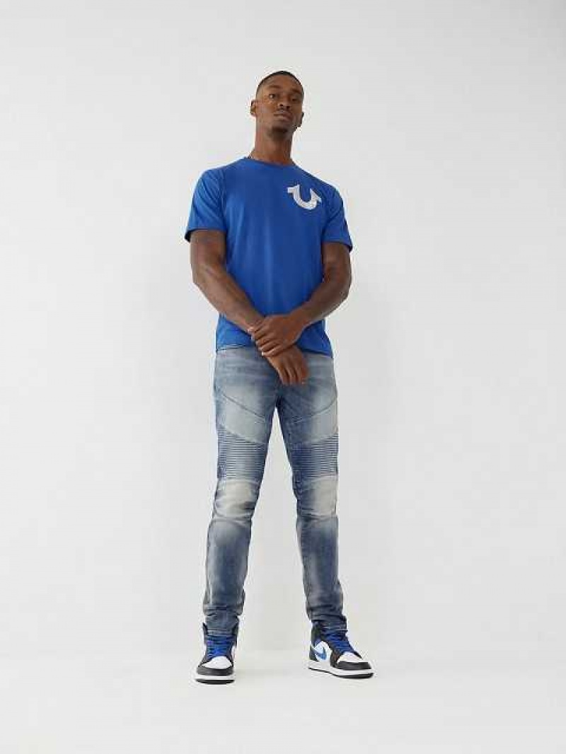 True Religion Rocco Moto Stitch Skinny Jeans Herr Blå | EAY964183