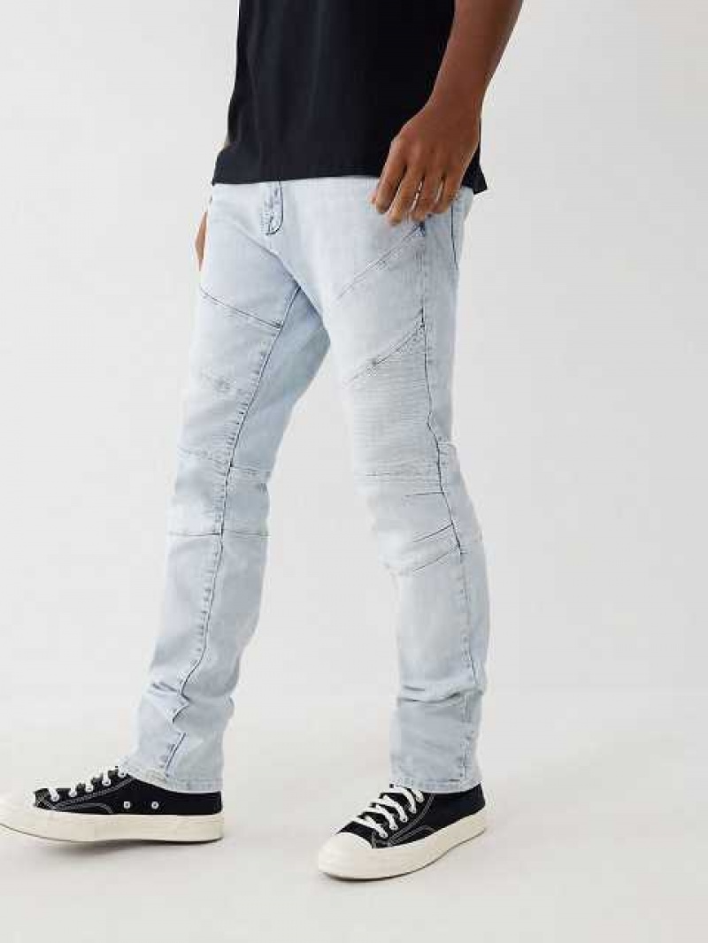 True Religion Rocco Moto Stitch Skinny Jeans Herr Ljusblå | MRL690725