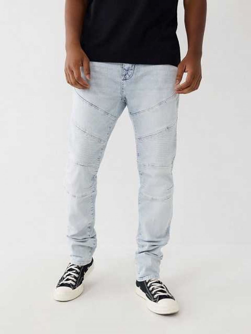 True Religion Rocco Moto Stitch Skinny Jeans Herr Ljusblå | MRL690725