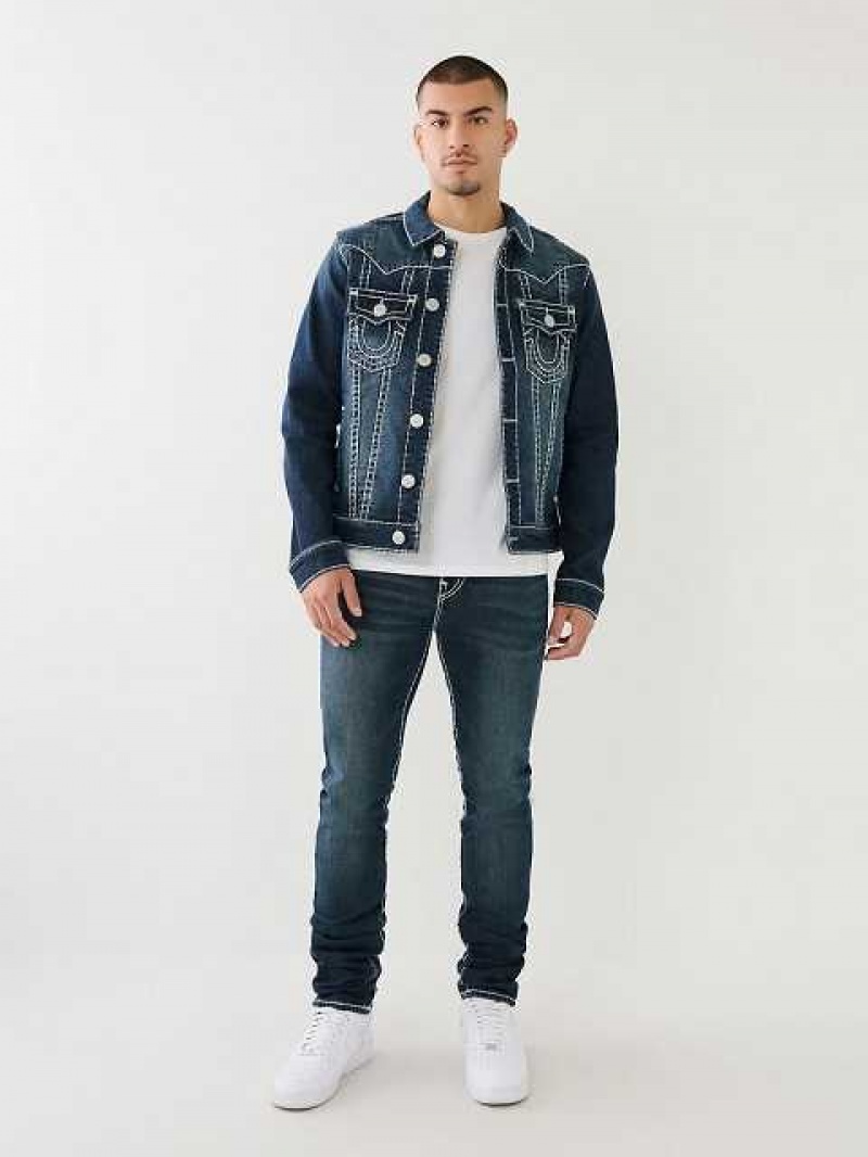 True Religion Rocco Stacked Super T Skinny Jeans Herr Turkos Mörktvätt | FNU568327