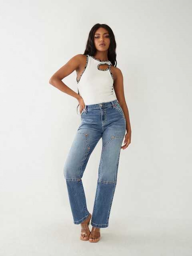 True Religion Sarah High Rise Straight Jeans Dam Blå | WIR063128