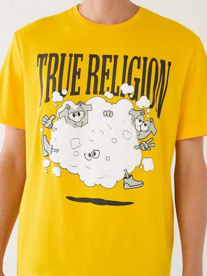 True Religion Shoey Cloud Tryck Relaxed T-shirt Herr Gula | FHU793450