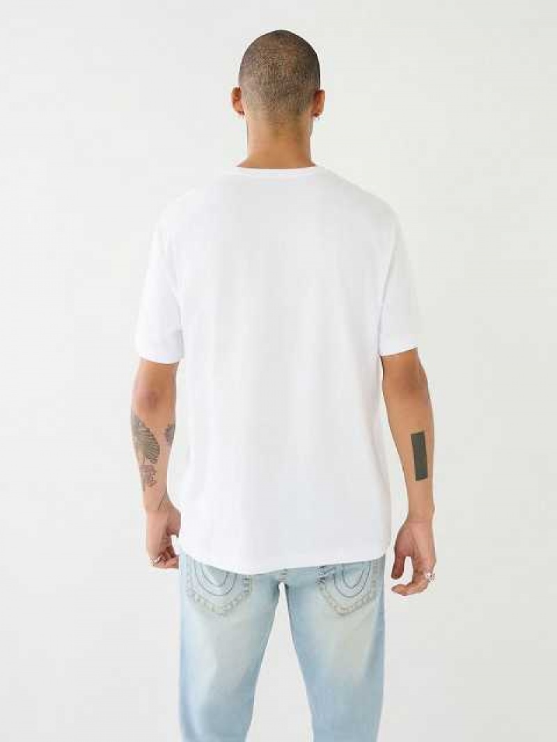 True Religion Shoey Illusion Tryck Relaxed T-shirt Herr Vita | EFP524098