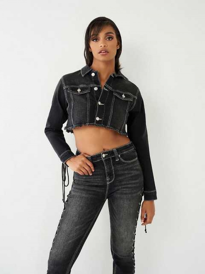 True Religion Spets Up Jimmy Denim Jacka Dam Svarta | CZF328107