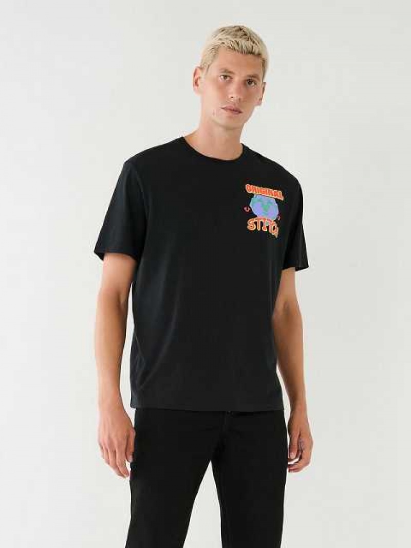 True Religion Stitch Energy Tryck Relaxed T-shirt Herr Svarta | MAD563087