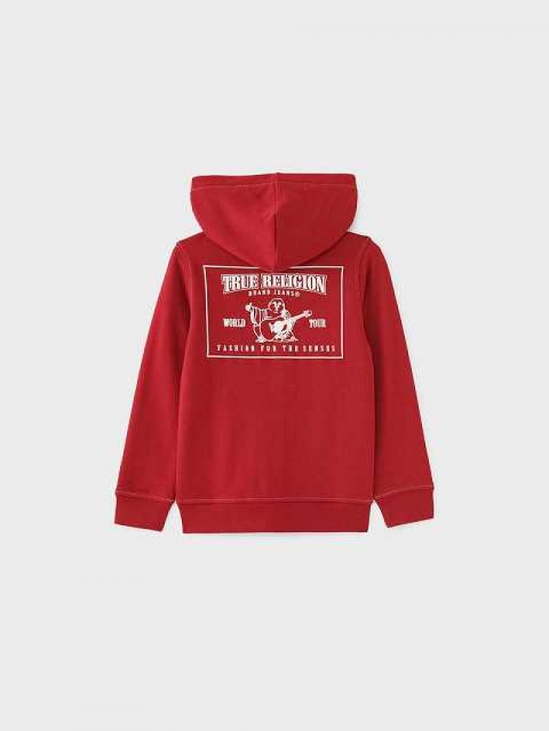 True Religion Stitch Logo Zip Hoodie Barn Röda | KFT379051