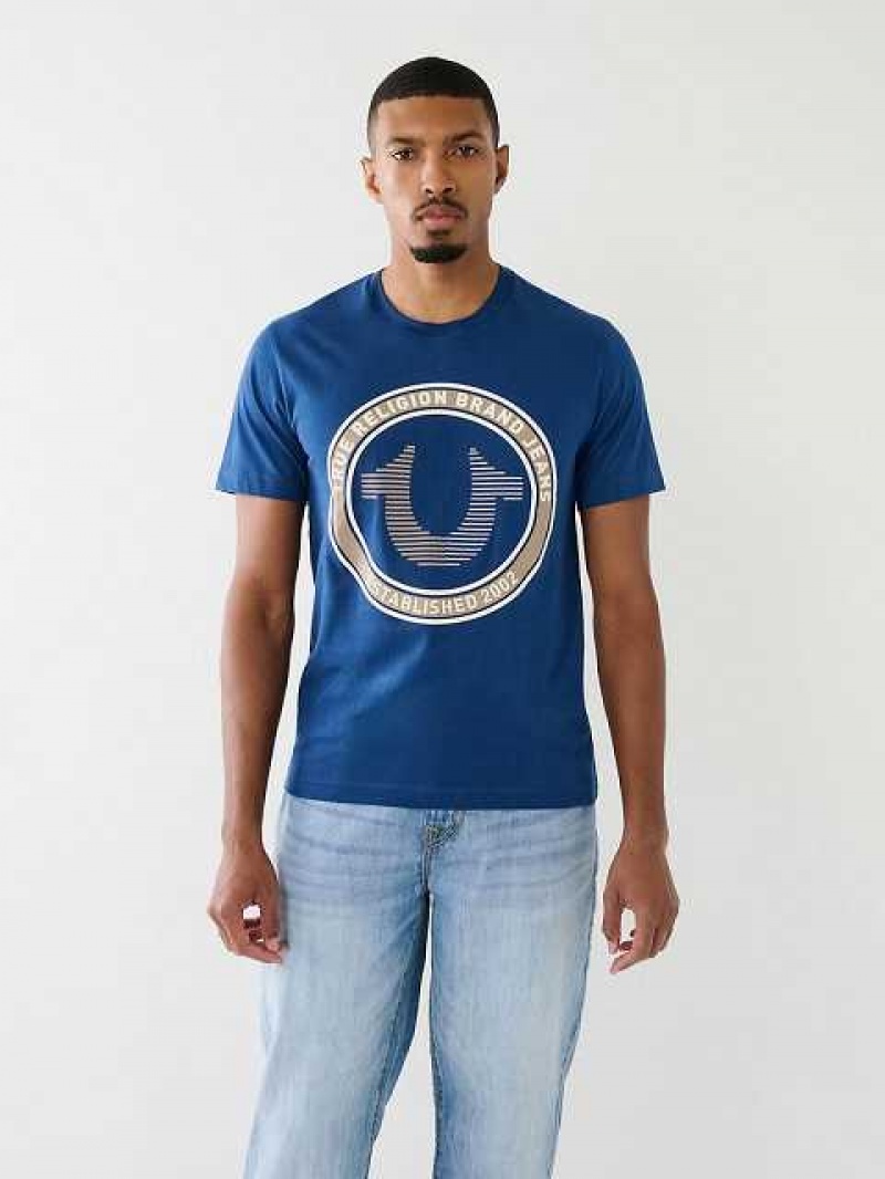 True Religion Strike Horseshoe Logo T-shirt Herr Blå | IDL326054