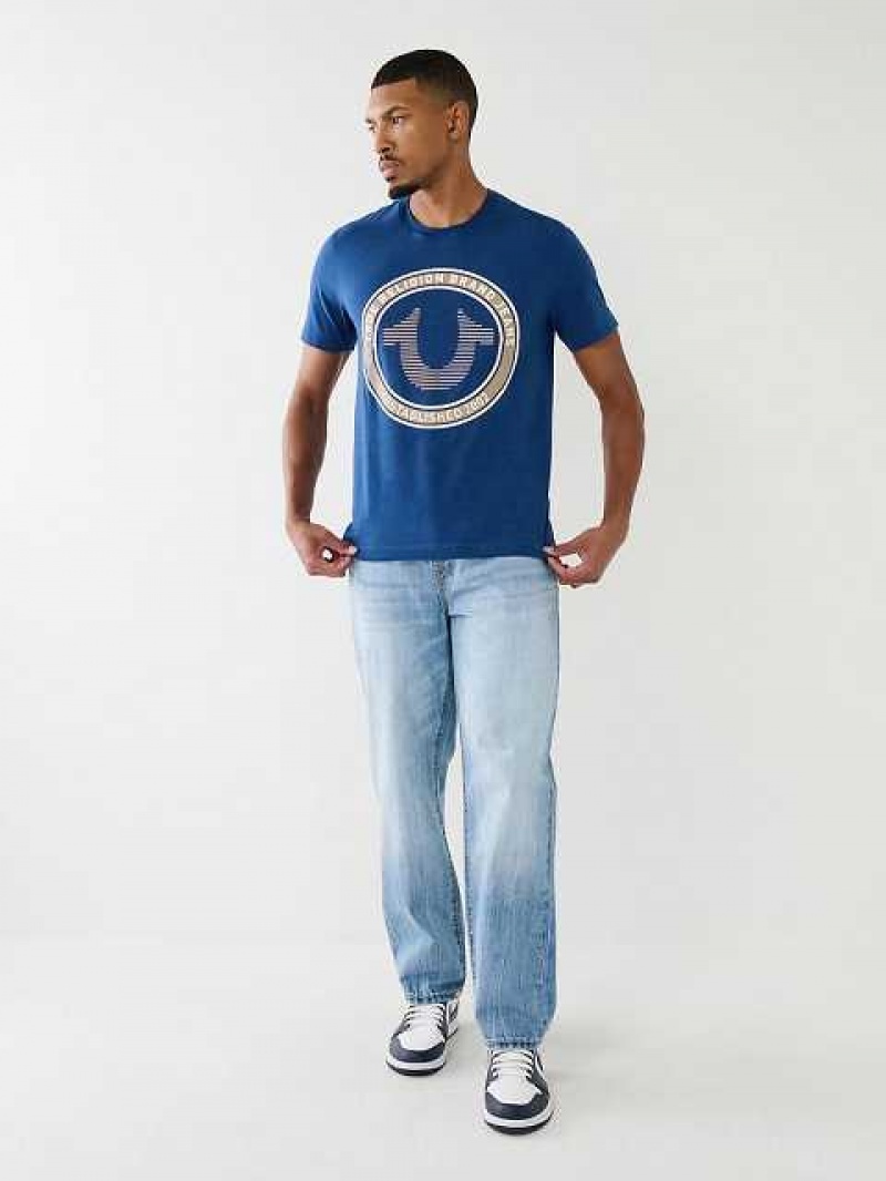 True Religion Strike Horseshoe Logo T-shirt Herr Blå | IDL326054