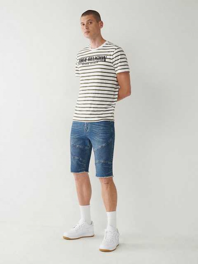 True Religion Stripe Logo T-shirt Herr Vita | MFL539610