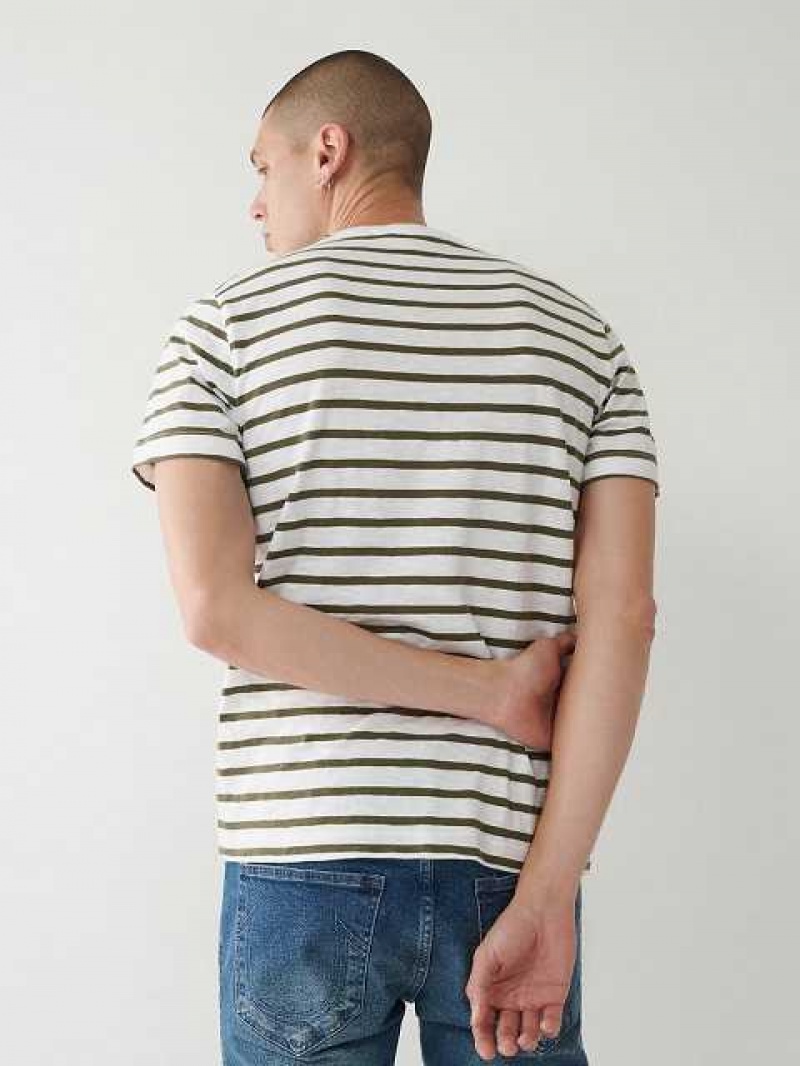 True Religion Stripe Logo T-shirt Herr Vita | MFL539610