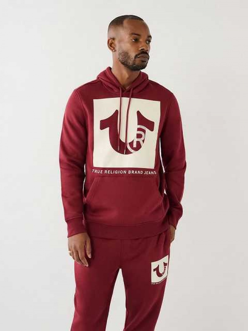 True Religion Studded Logo Hoodie Herr Fuchsia | BUP346708