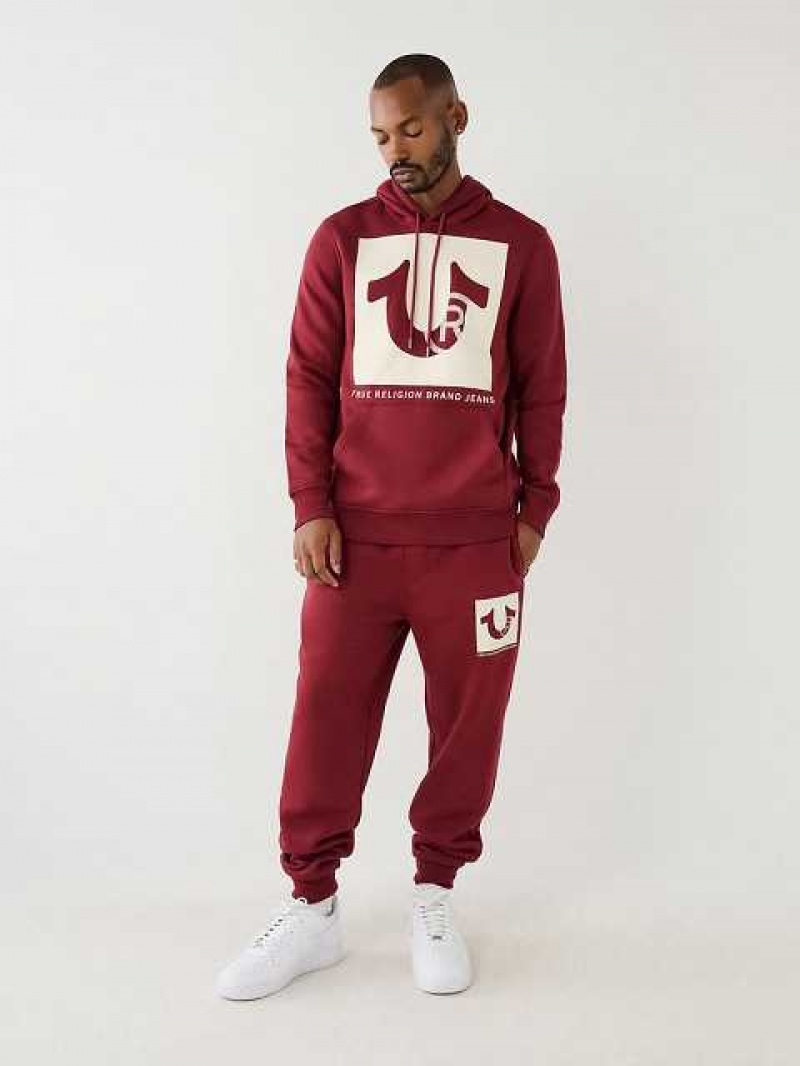 True Religion Studded Logo Hoodie Herr Fuchsia | BUP346708