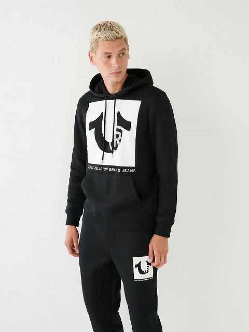 True Religion Studded Logo Hoodie Herr Svarta | UJB179643