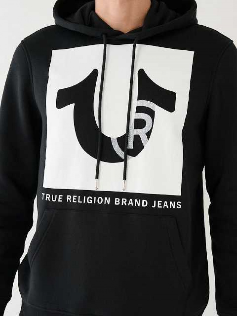 True Religion Studded Logo Hoodie Herr Svarta | UJB179643