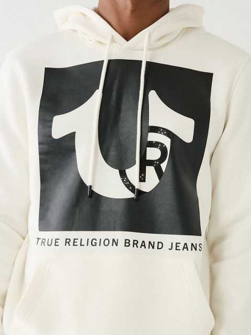 True Religion Studded Logo Hoodie Herr Vita | ICT253769