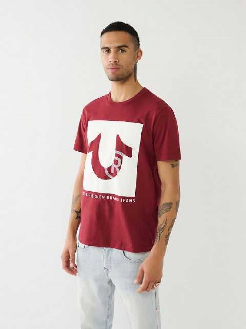 True Religion Studded Logo T-shirt Herr Fuchsia | VMI479136