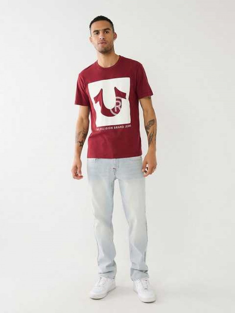 True Religion Studded Logo T-shirt Herr Fuchsia | VMI479136