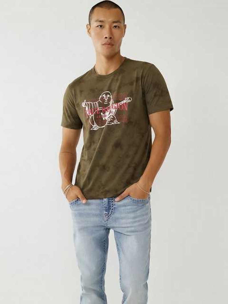 True Religion Tie Dye Buddha Logo T-shirt Herr Olivgröna | SRN248901