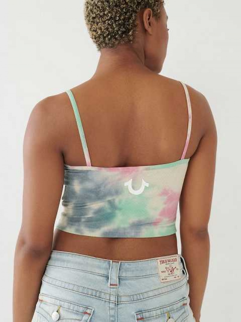 True Religion Tie Dye Logo Crop Cami Dam Blommiga | IPQ256391