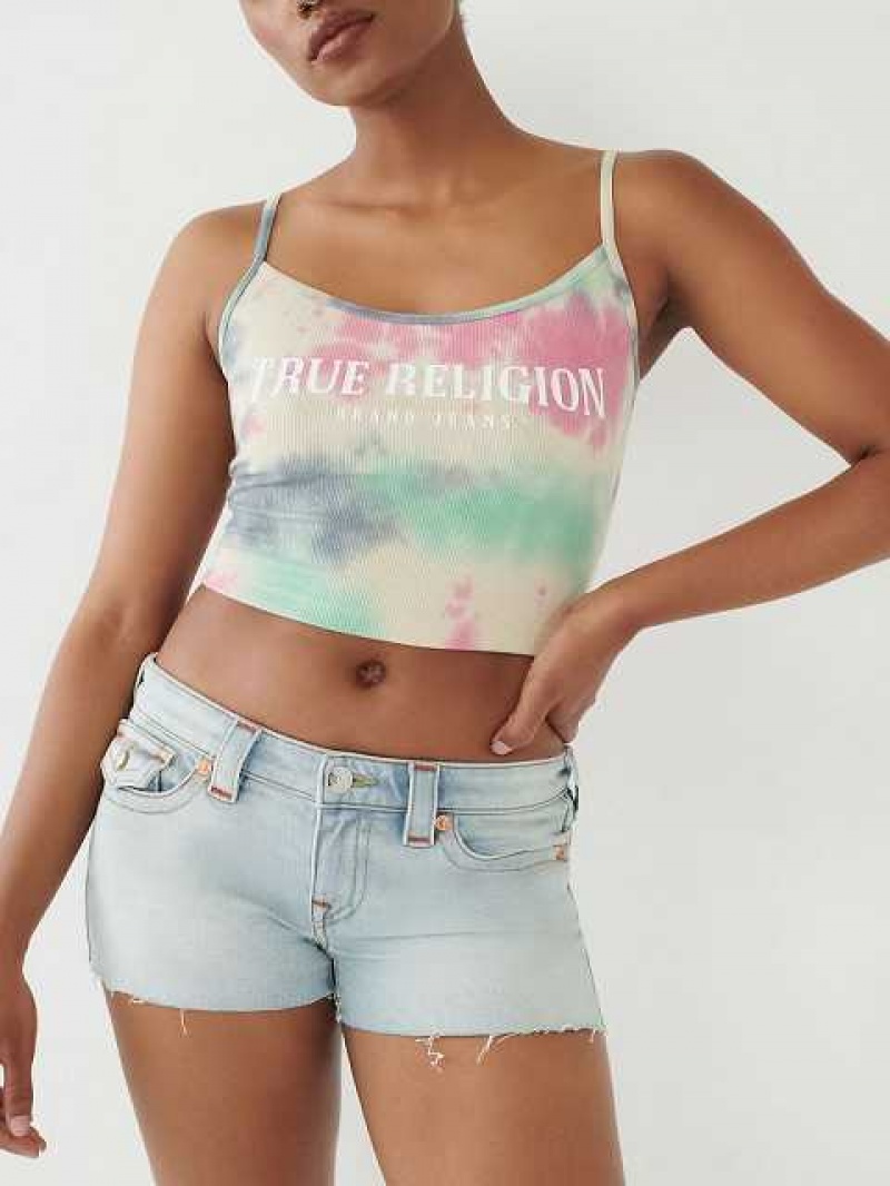 True Religion Tie Dye Logo Crop Cami Dam Blommiga | IPQ256391