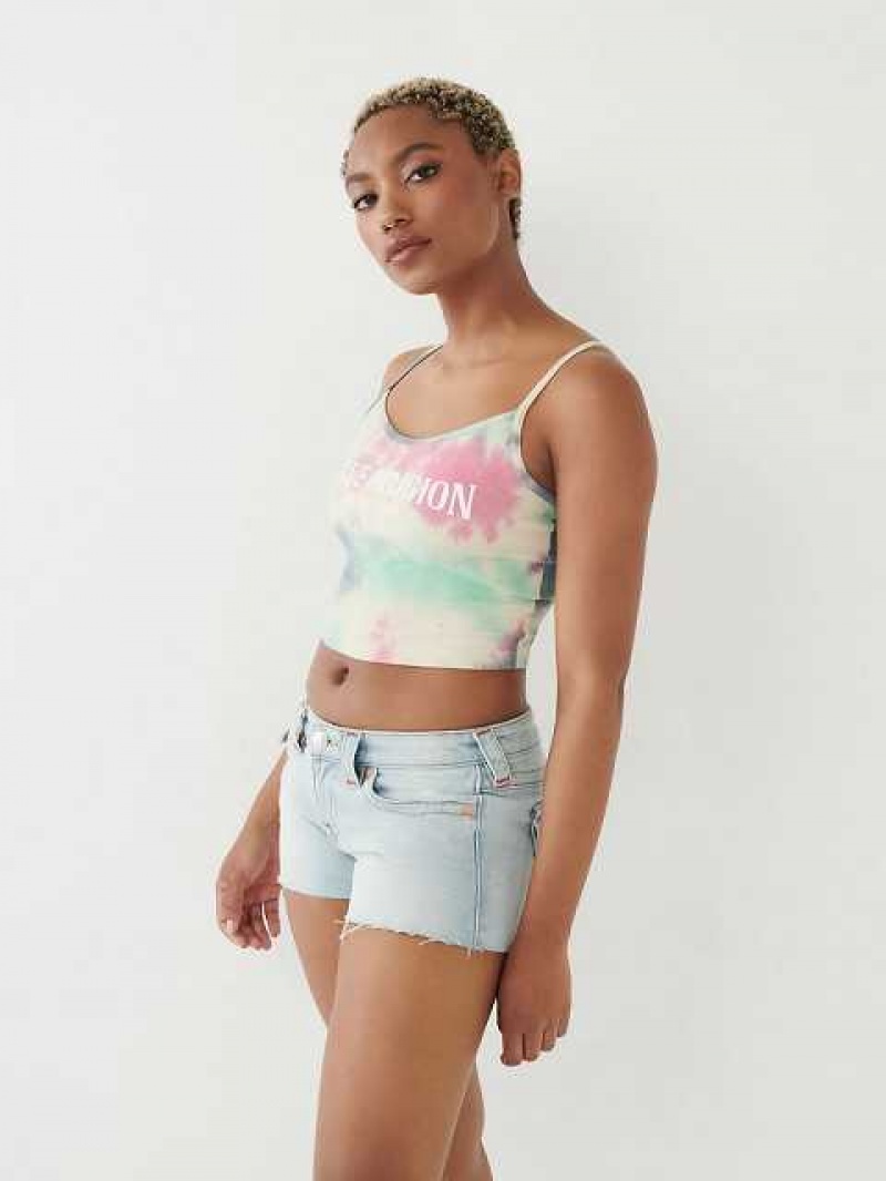 True Religion Tie Dye Logo Crop Cami Dam Blommiga | IPQ256391