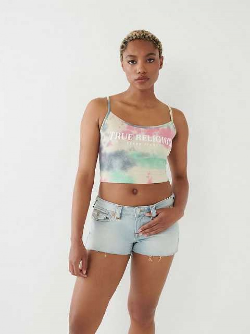 True Religion Tie Dye Logo Crop Cami Dam Blommiga | IPQ256391