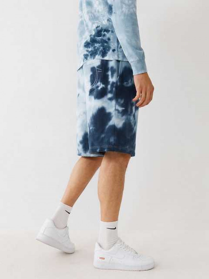 True Religion Tie Dye Sweat Shorts Herr Blå | MCO097642