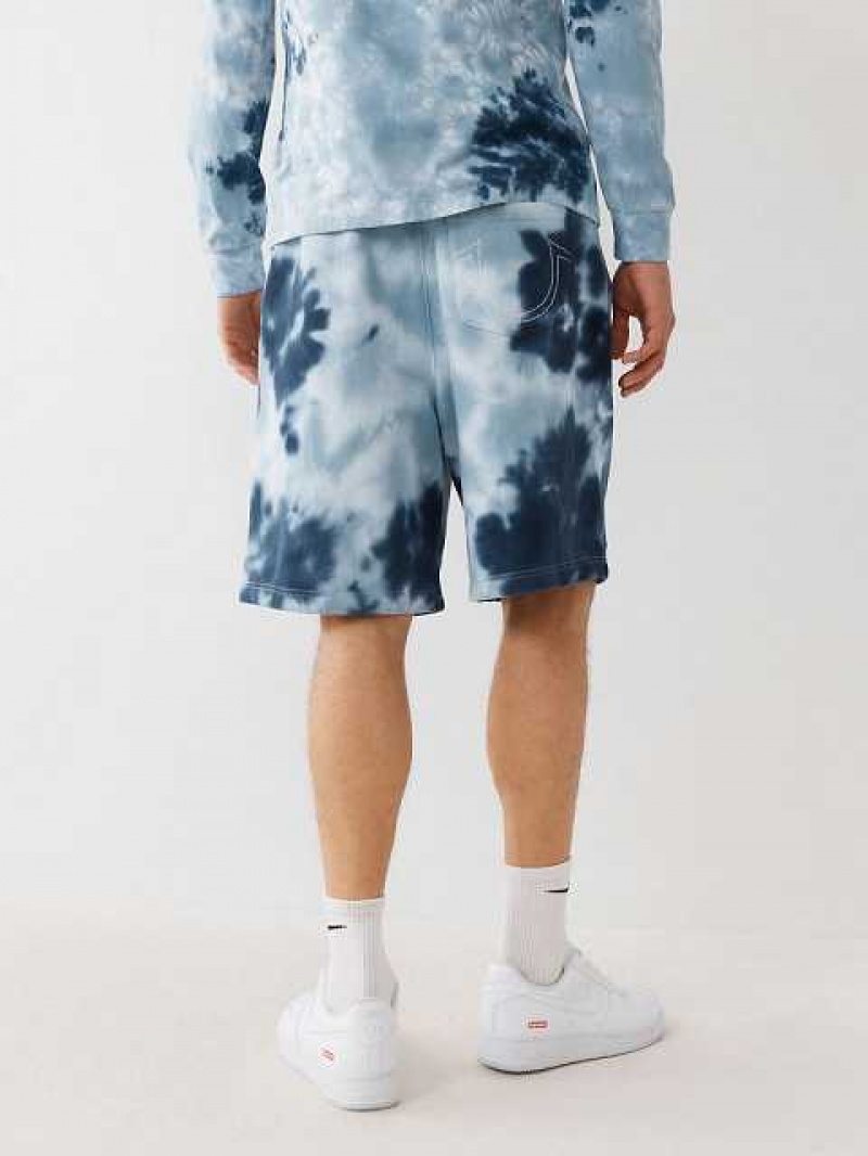 True Religion Tie Dye Sweat Shorts Herr Blå | MCO097642