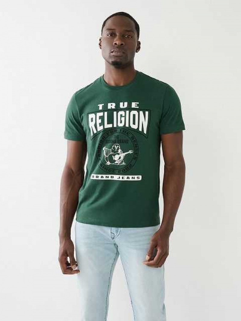 True Religion Tr Buddha Logo Crew Neck T-shirt Herr Gröna Bruna | SHJ238169