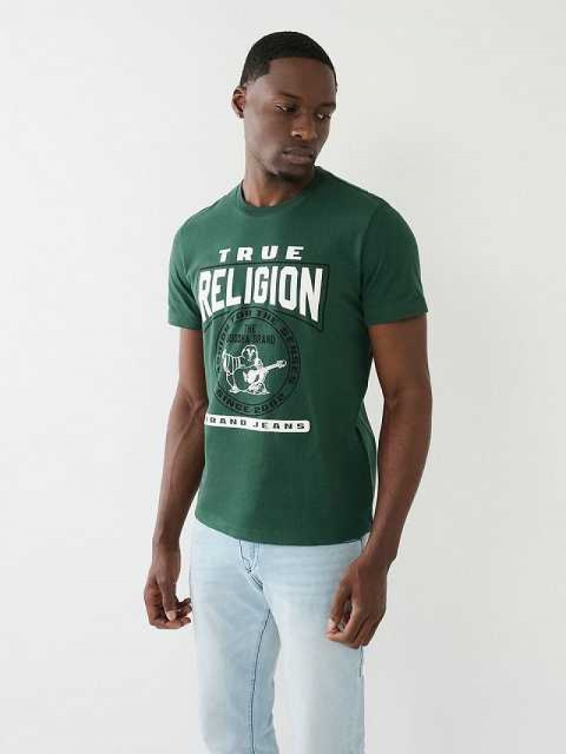 True Religion Tr Buddha Logo Crew Neck T-shirt Herr Gröna Bruna | SHJ238169