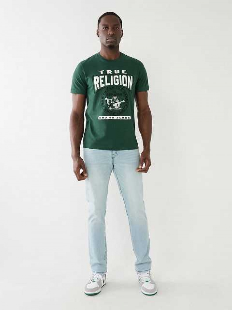 True Religion Tr Buddha Logo Crew Neck T-shirt Herr Gröna Bruna | SHJ238169