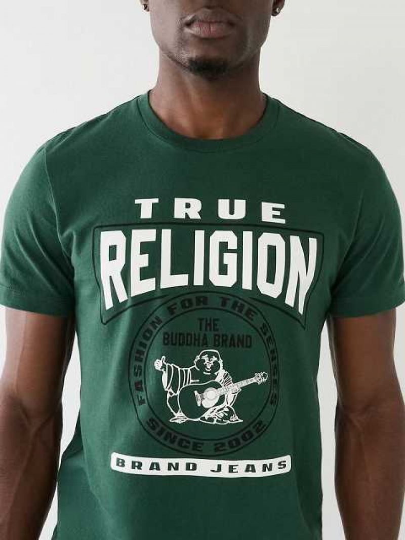 True Religion Tr Buddha Logo Crew Neck T-shirt Herr Gröna Bruna | SHJ238169