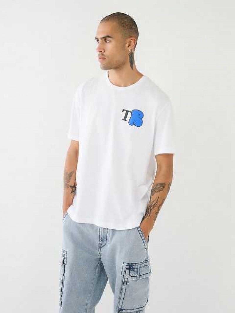 True Religion Tr Graffiti Tryck Relaxed T-shirt Herr Vita | HVP690518