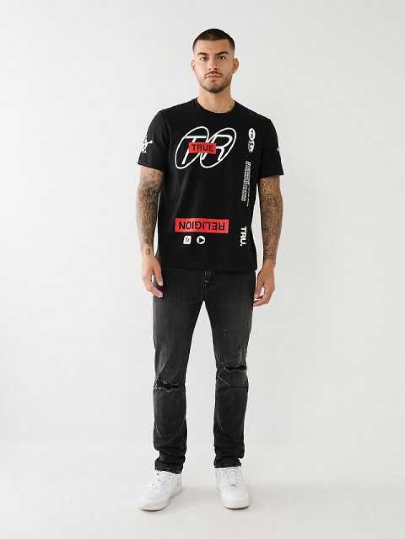 True Religion Tr High Density Logo T-shirt Herr Svarta | ORA193256