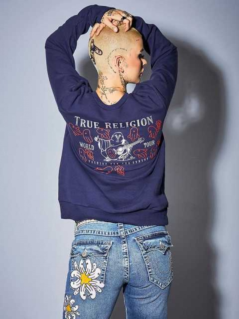 True Religion Tr X Blu Boy Logo Sweatshirt Herr Blå | FKV598613