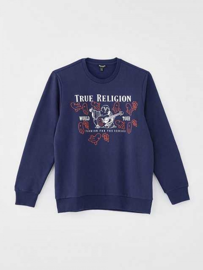 True Religion Tr X Blu Boy Logo Sweatshirt Herr Blå | FKV598613