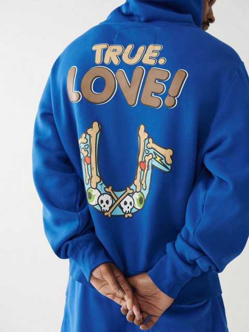 True Religion Tr X Chief Keef Logo Hoodie Herr Blå | WUR654301