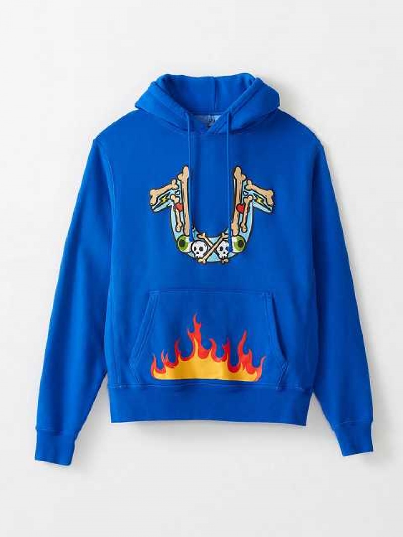 True Religion Tr X Chief Keef Logo Hoodie Herr Blå | WUR654301