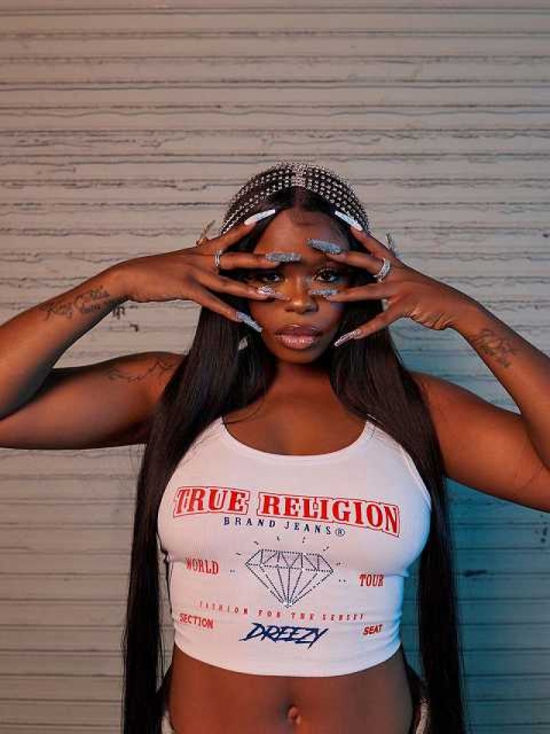 True Religion Tr X Dreezy Logo Linne Dam Vita | BLU320178