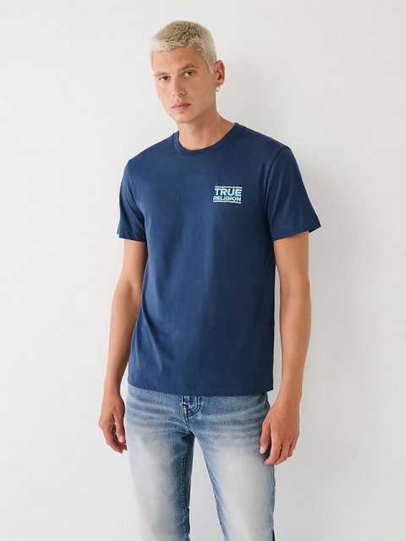 True Religion True Buddha T-shirt Herr Marinblå Blå | CFY791836