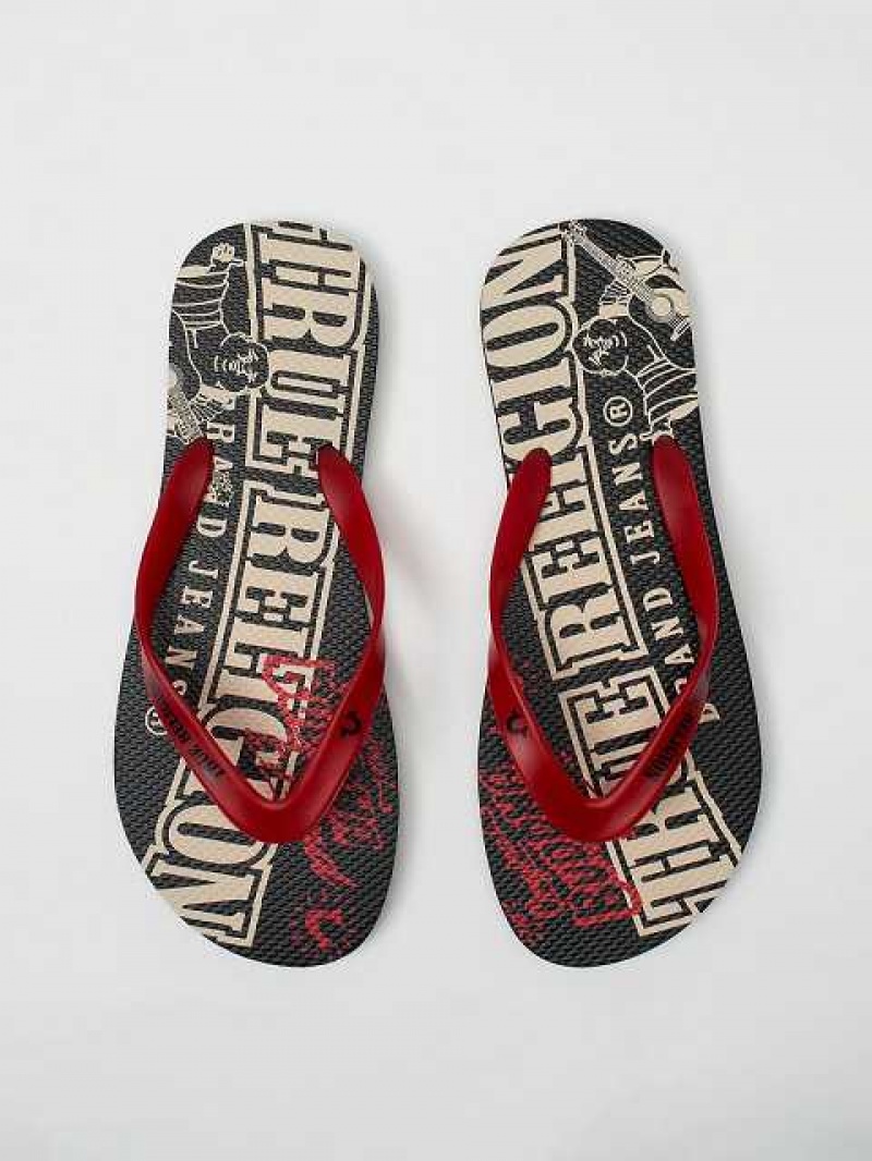 True Religion True Flip Flops Unisex Svarta | ZKG573814